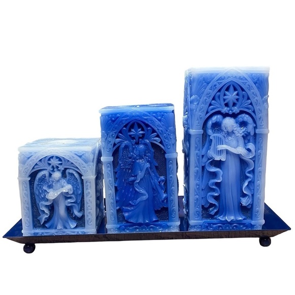 NEW Collections Etc. Angels Glowing Trio Candle Stand Decor Set Holiday - Picture 1 of 10